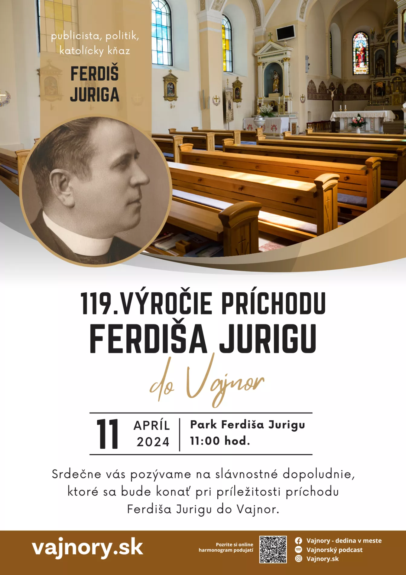 119. výročie príchodu Ferdiša Jurigu do Vajnor