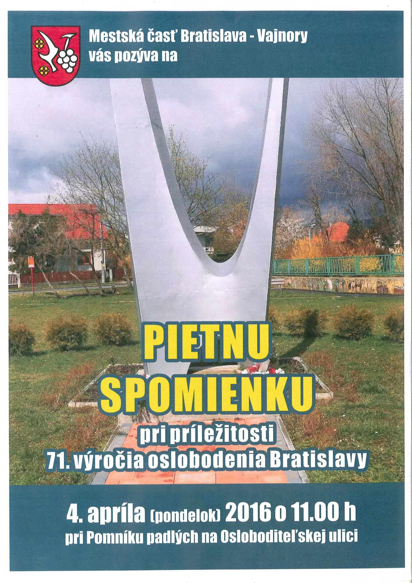 Pietna spomienka pri príležitosti 71. výročia oslobodenia Bratislavy 4.4.2016