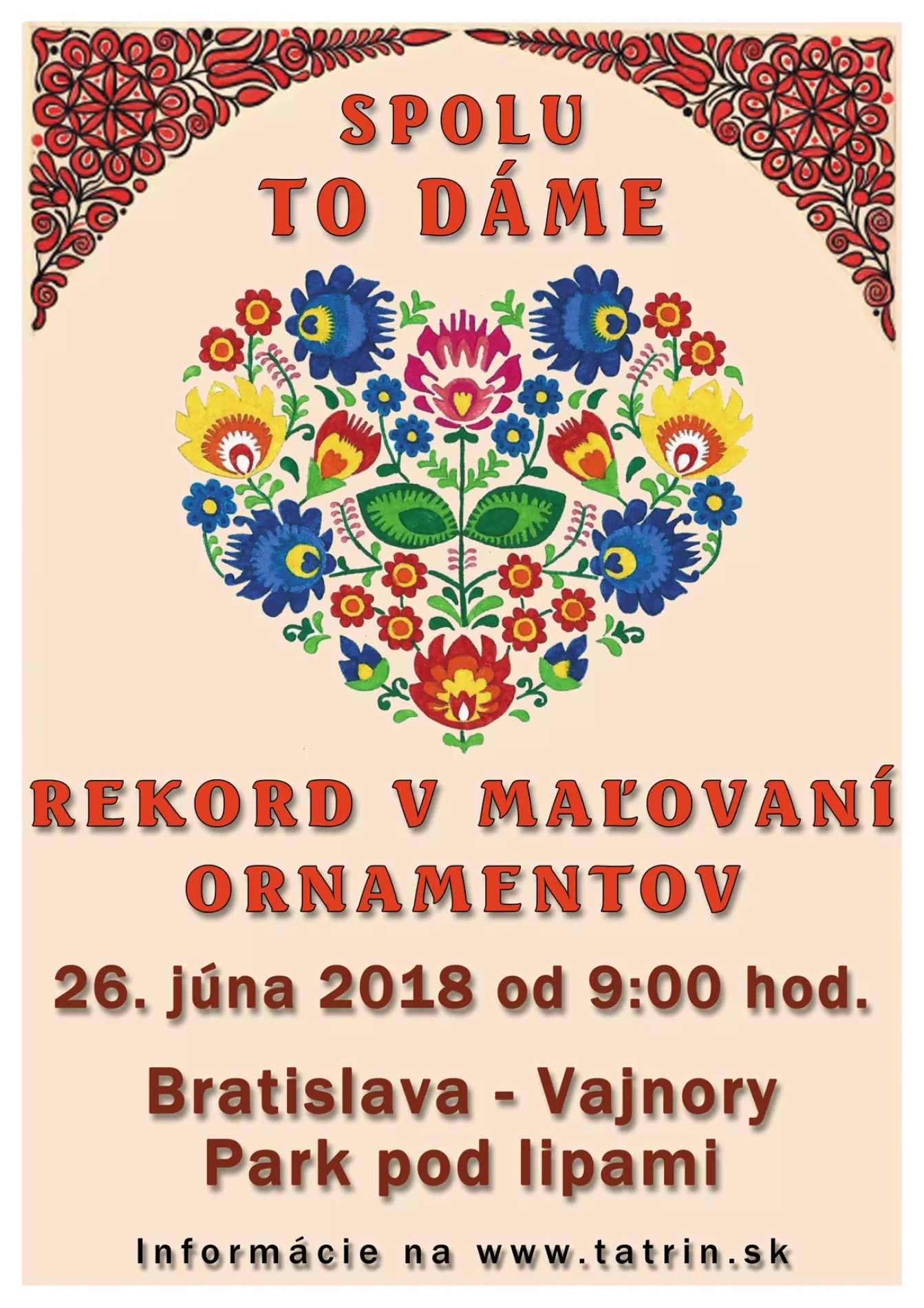 Vyhlásenie slovenského rekordu v maľovaní ornamentov 26. júna 2018