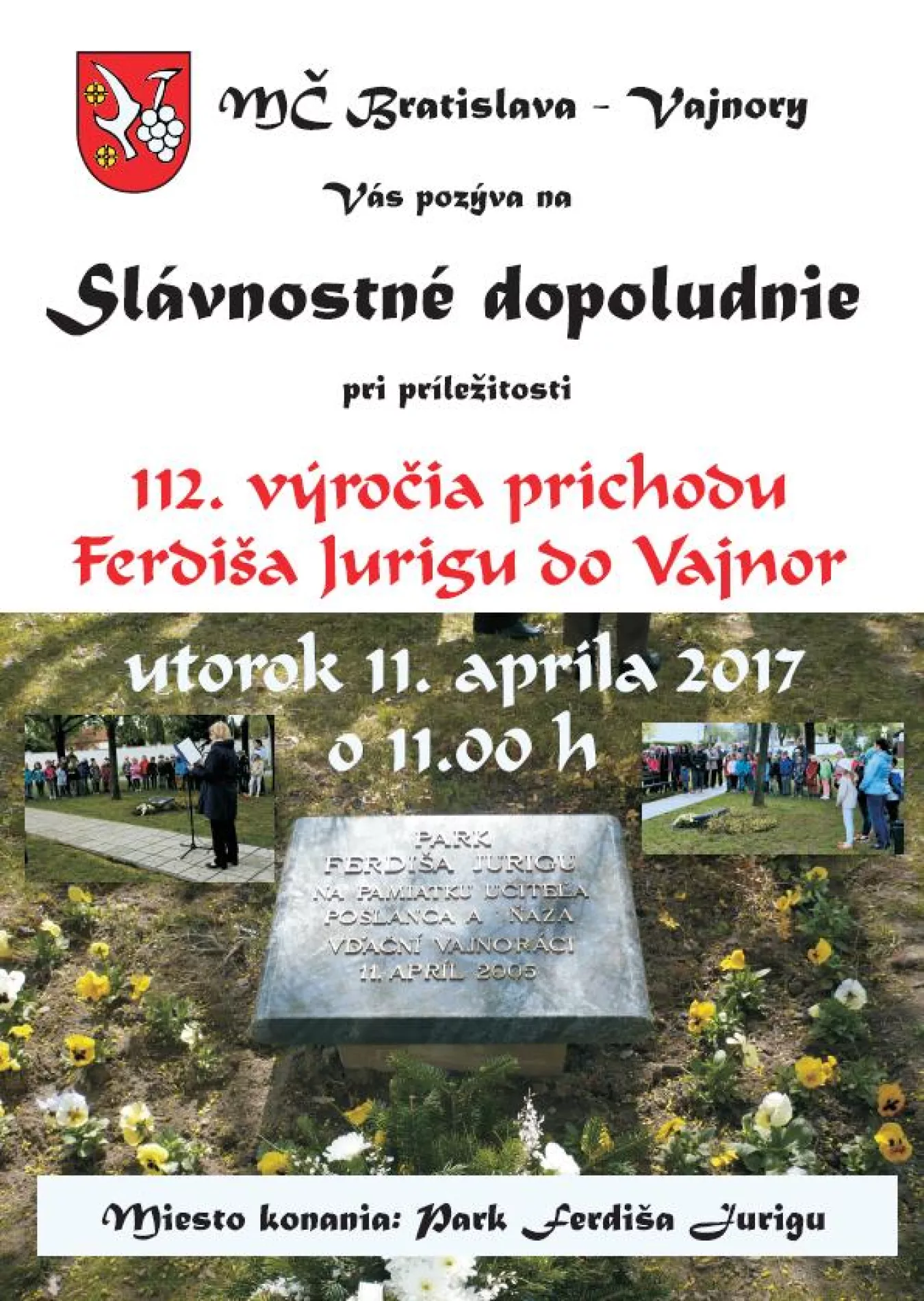 Slávnostné dopoludnie - Ferdiš Juriga 11. apríla 2017