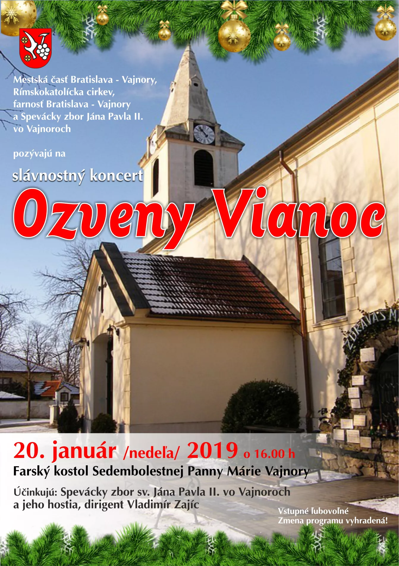 Koncert "Ozveny Vianoc" 20. január 2019