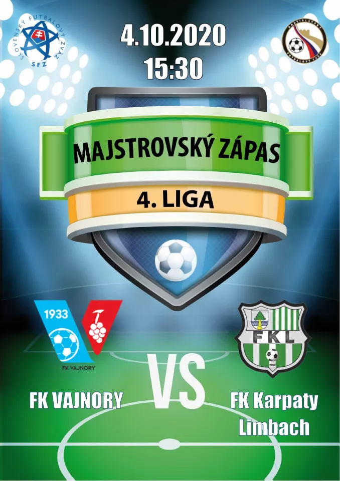  Futbalový zápas 4.ligy FK Vajnory a FK Karpaty Limbach 4.októbra 2020