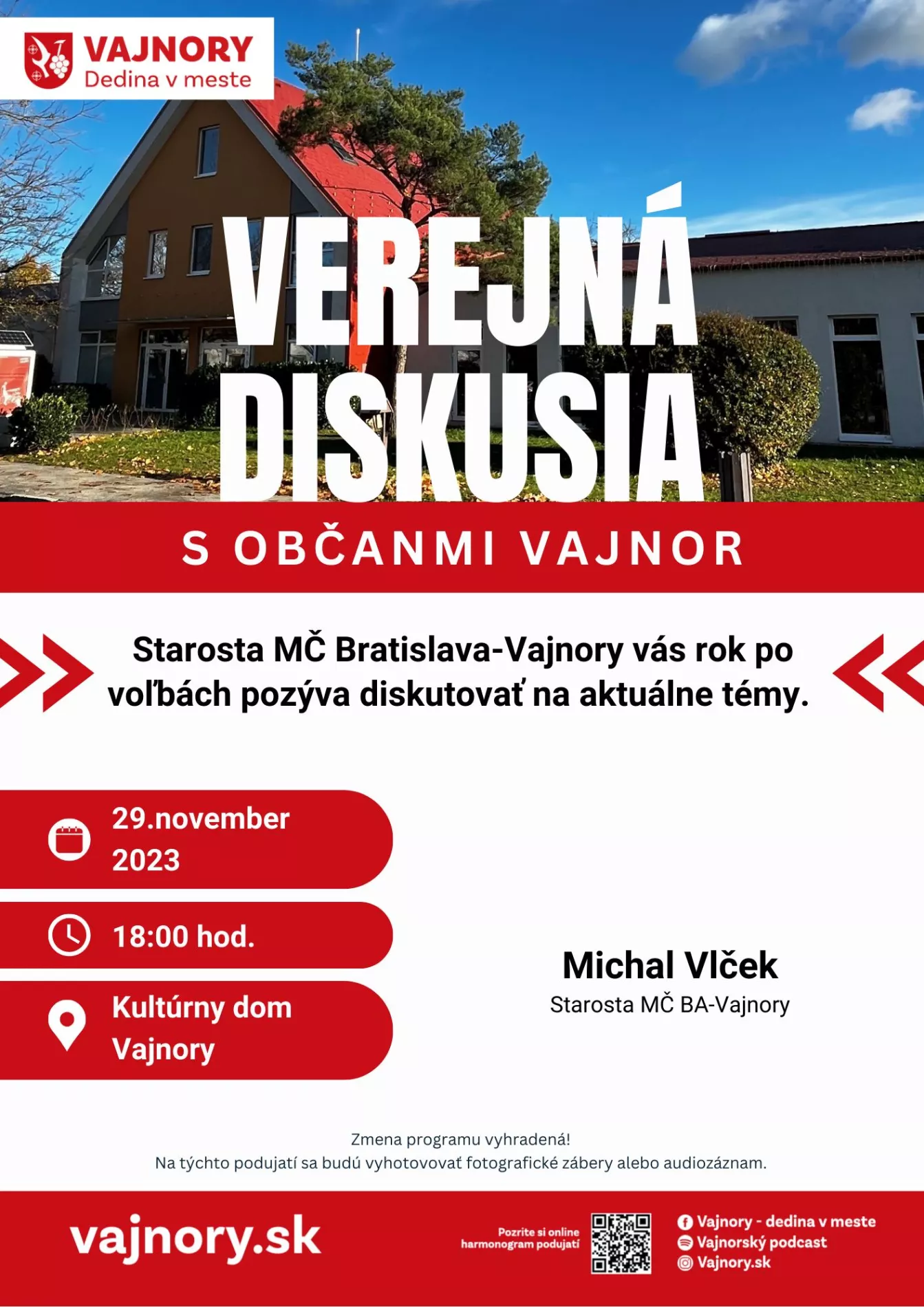 Verejná diskusia s občanmi Vajnor