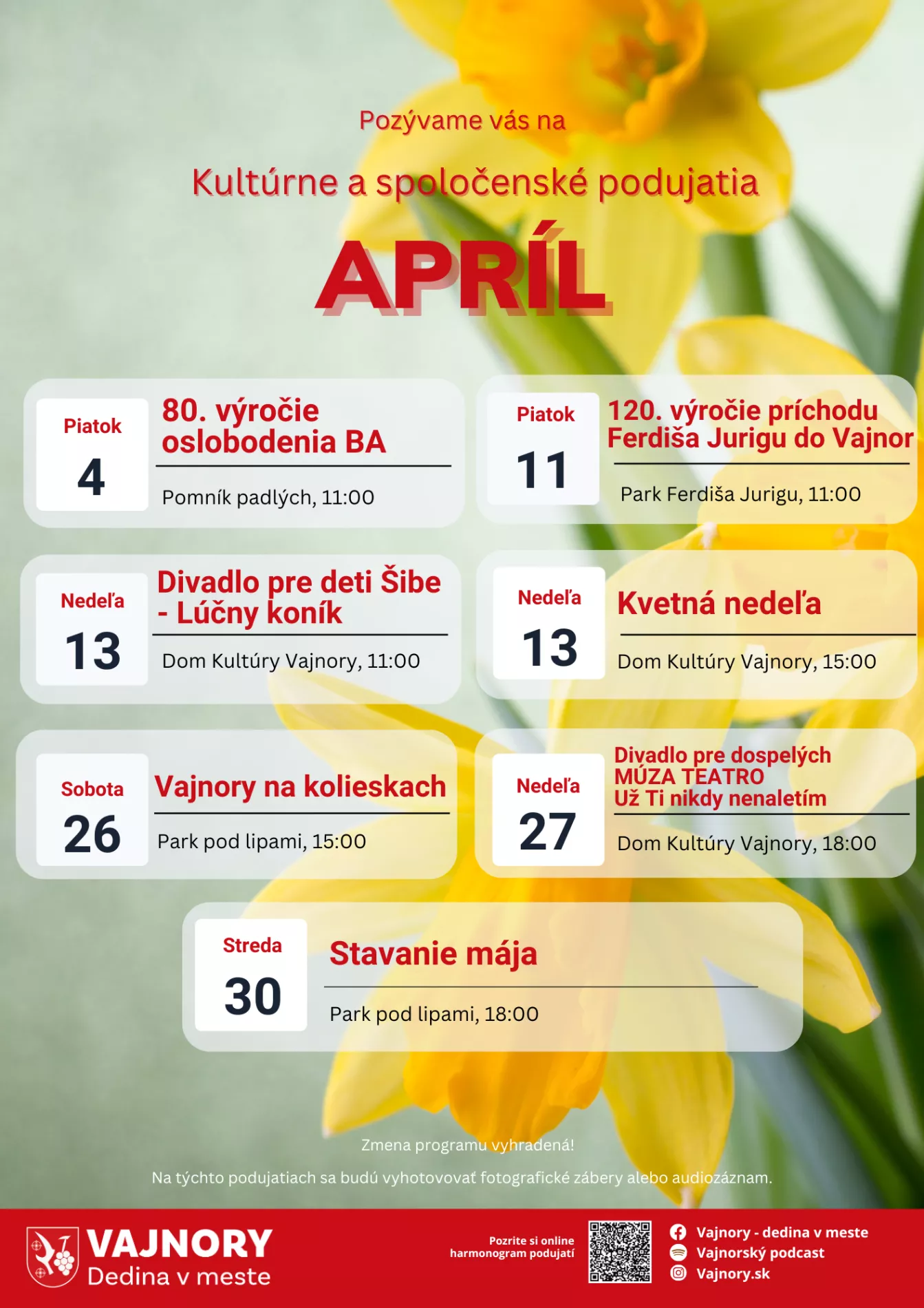 Aprílové podujatia