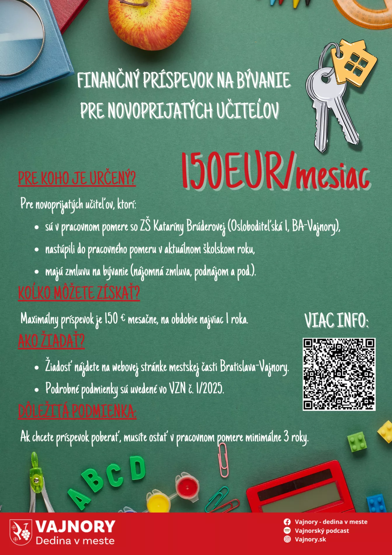 Finančný príspevok na bývanie pre novoprijatých učiteľov 