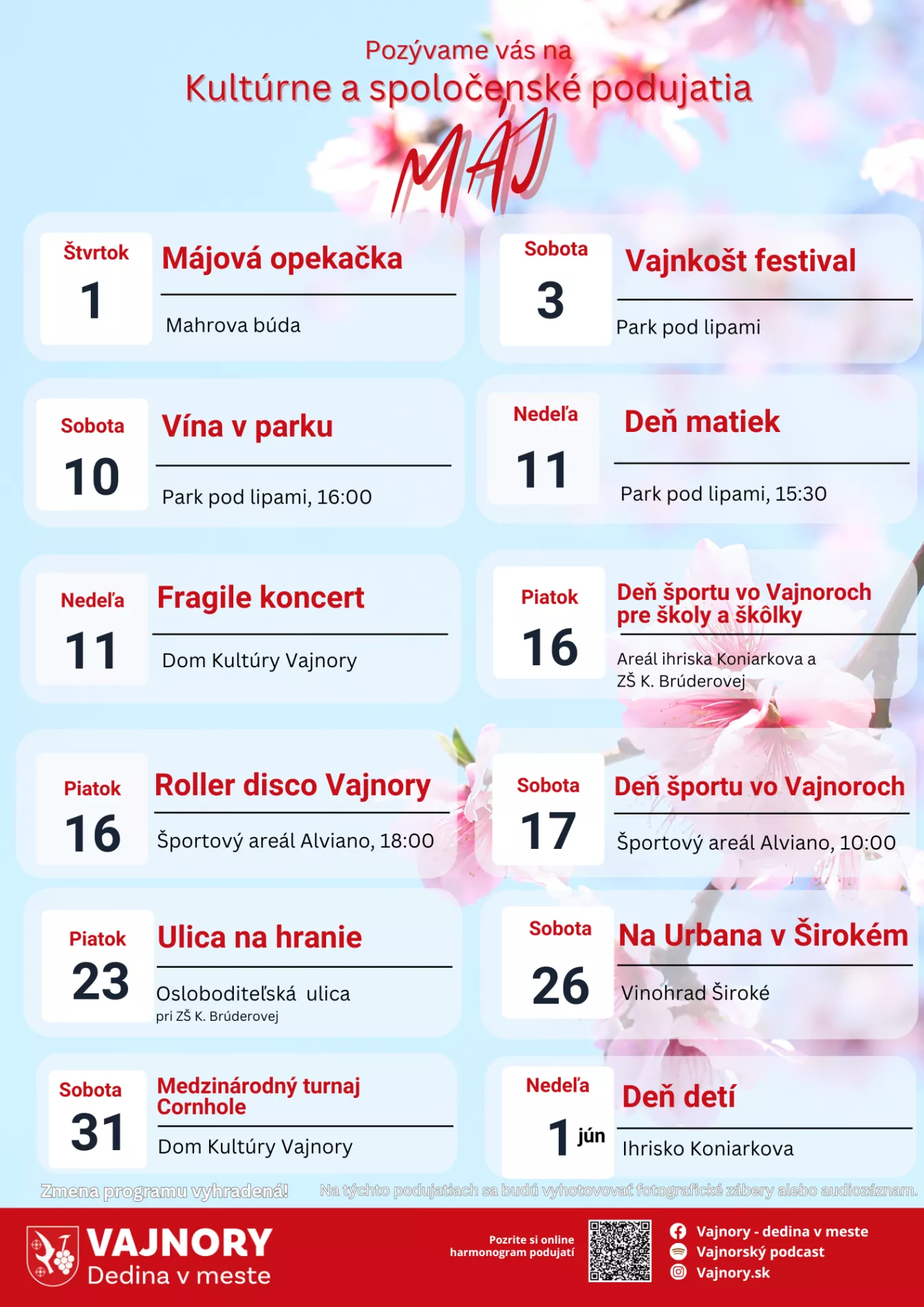 máj podujatia