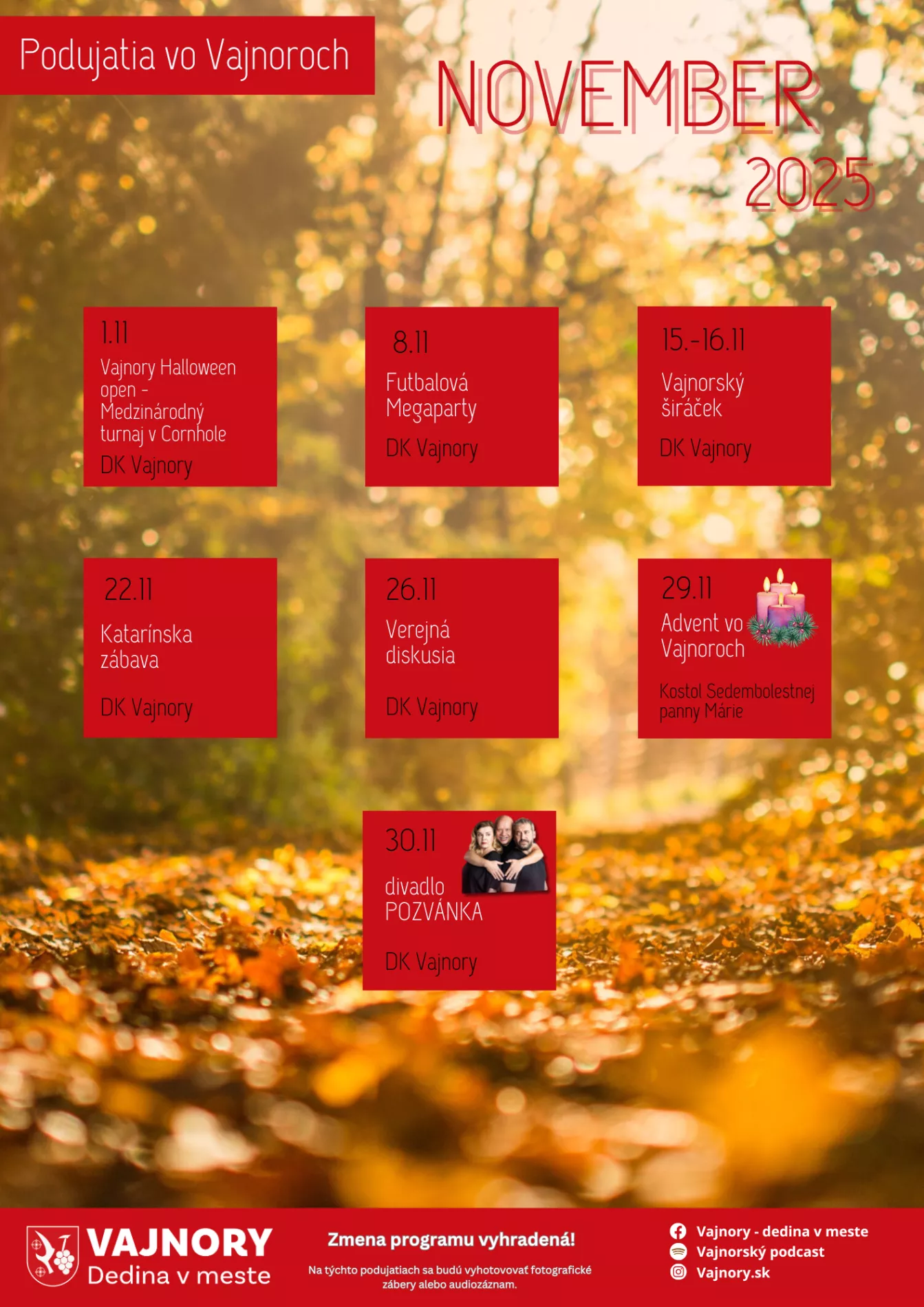 Novembrové podujatia vo Vajnoroch 