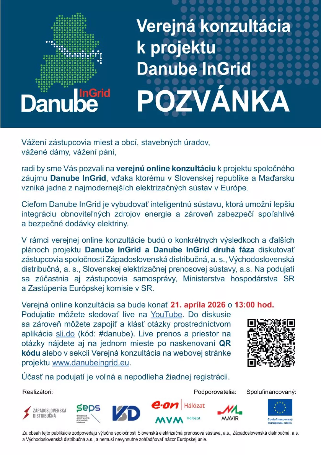 Danube InGrid verejná konzultácia 2026