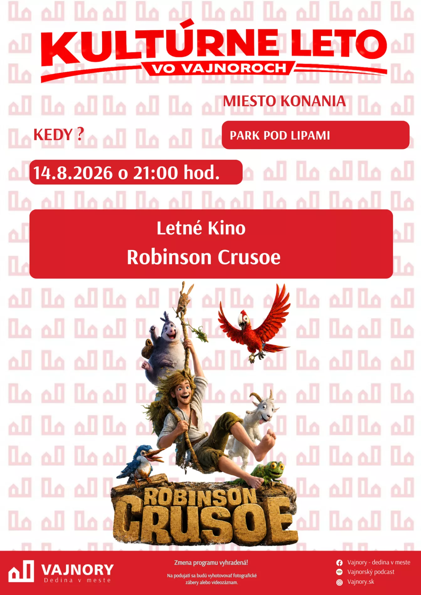 Letné kino - Robinson Crusoe