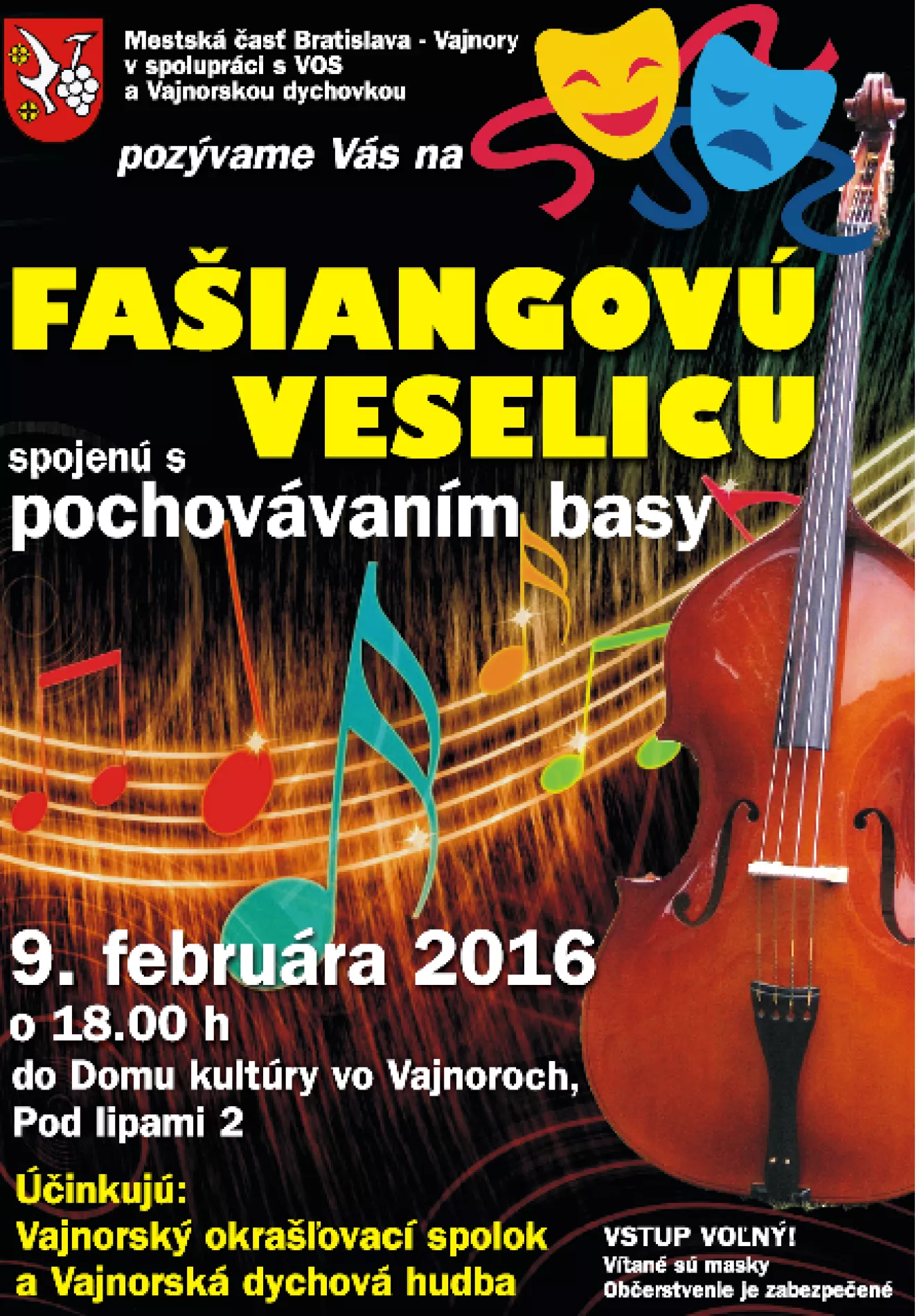 Fašiangová veselica a pochovávanie basy 9.2.2016