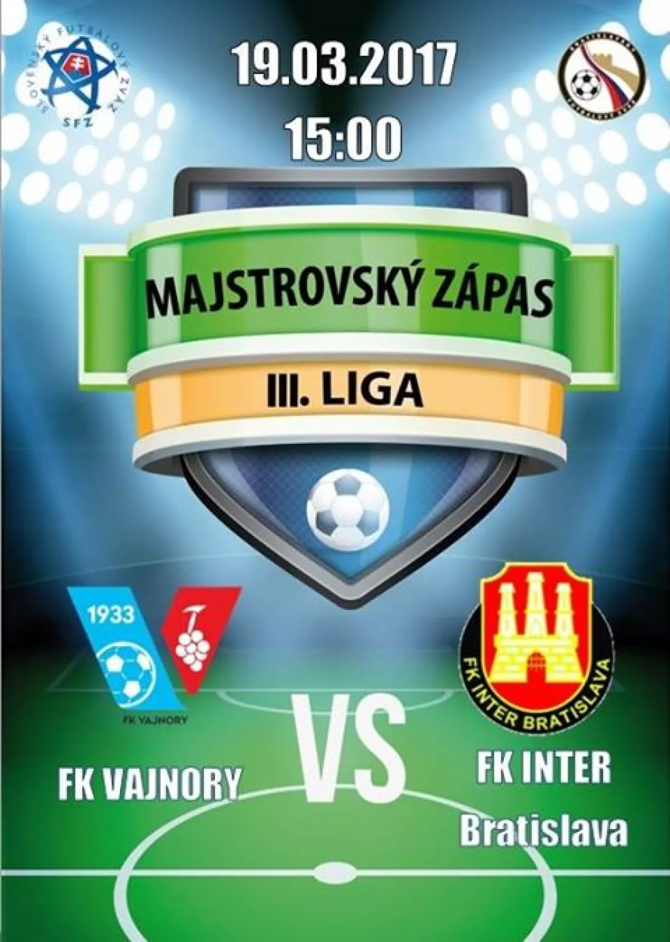 Futbalový zápas FK Vajnory - FK Inter Bratislava 19. marec 2017