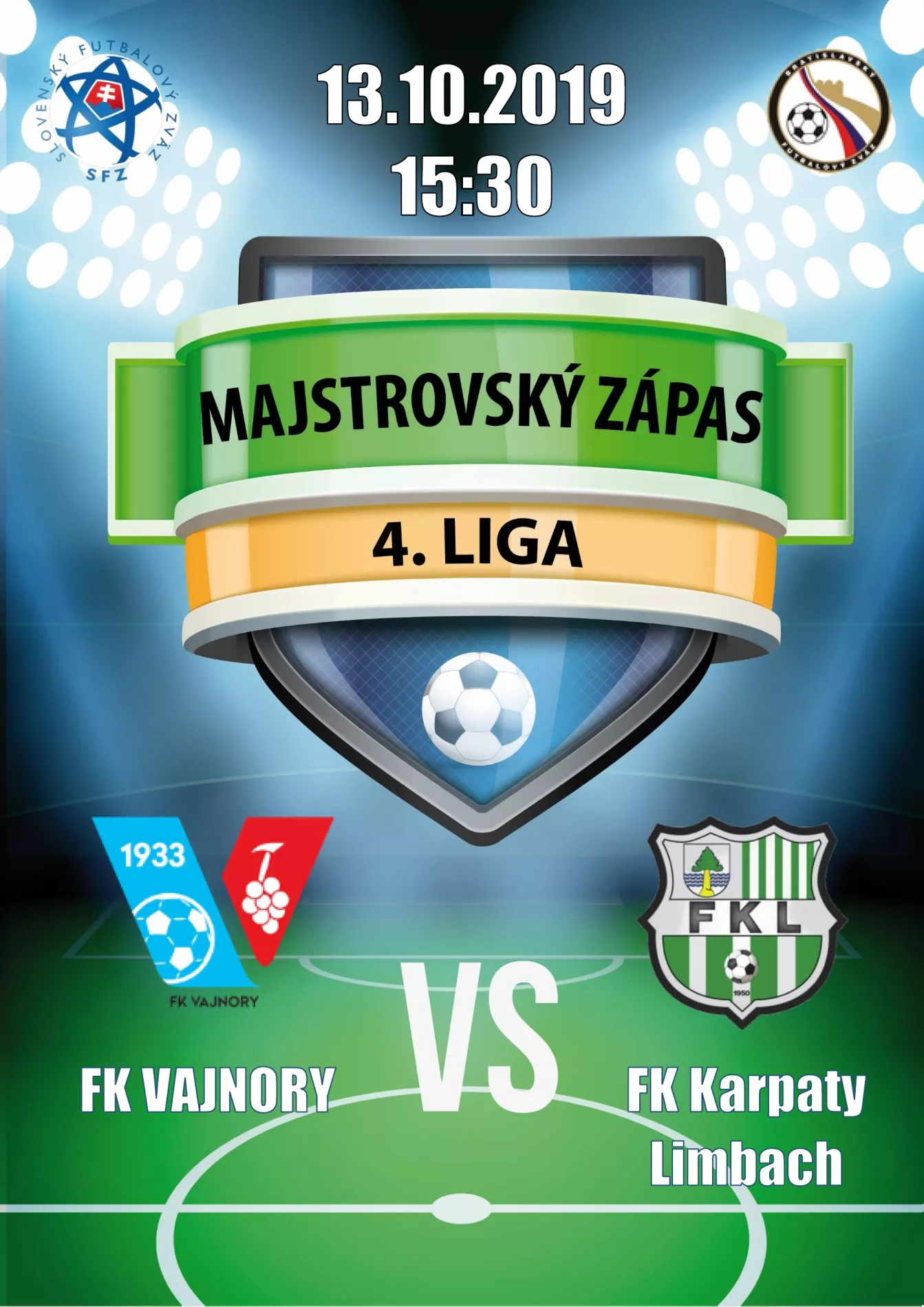 Futbalový zápas 4.ligy FK Vajnory a FK Karpaty Limbach 13.októbra 2019