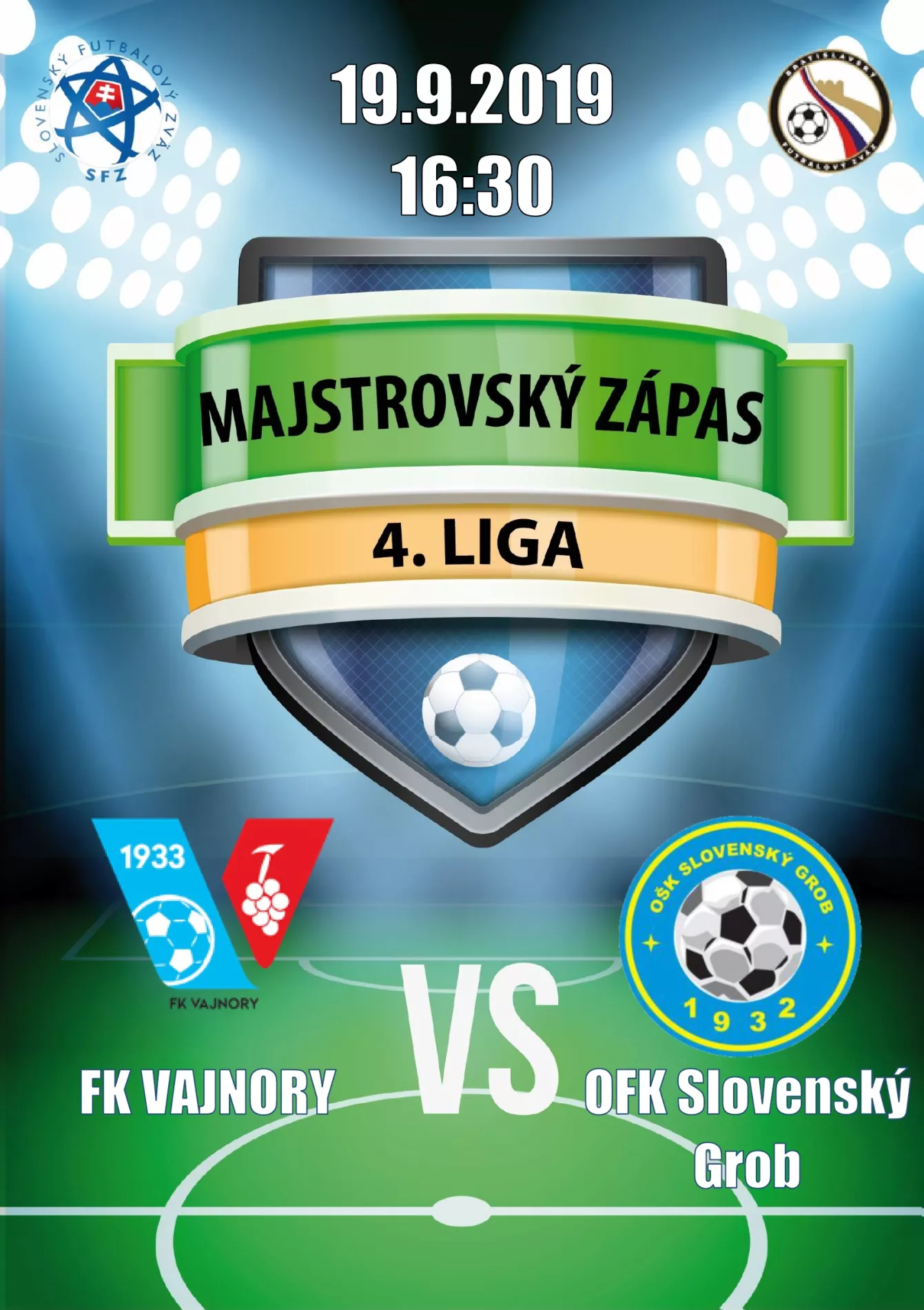  Futbalový zápas 4.ligy FK Vajnory - OŠK Slovenský Grob 19 septembra 2019