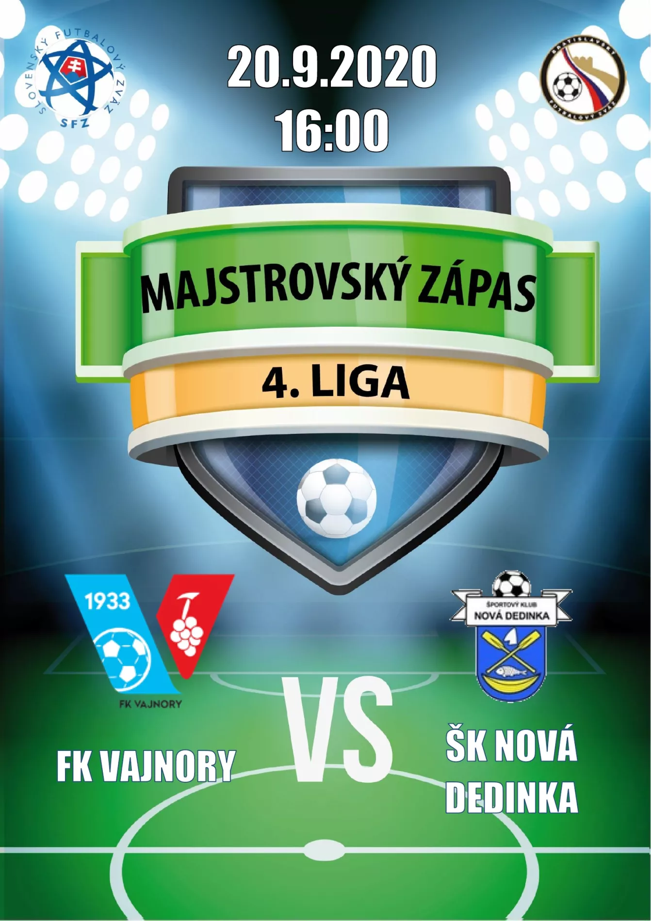 Futbalový zápas 4.ligy FK Vajnory a ŠK Nová Dedinka  20.septembra 2020