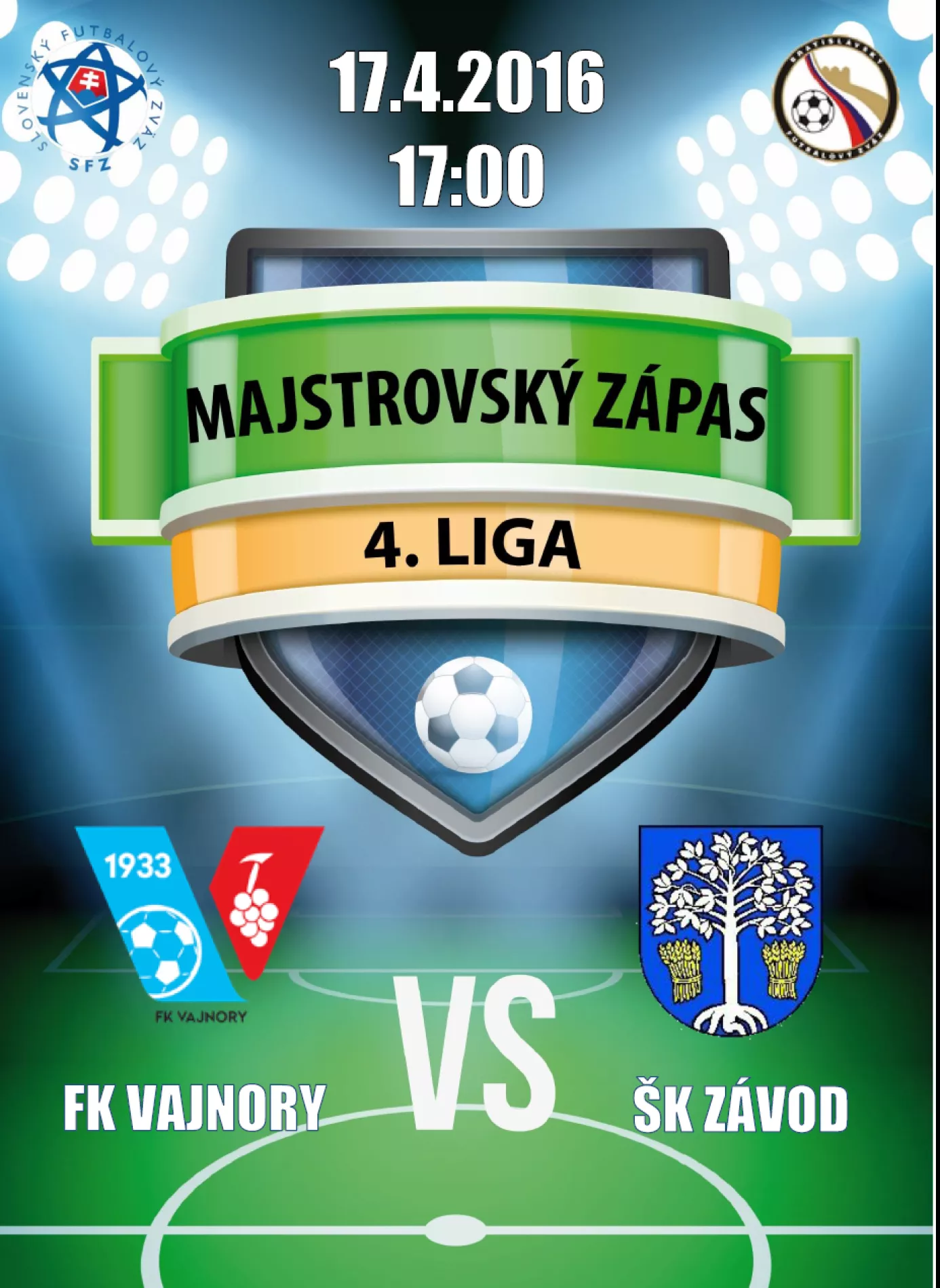 Futbalový zápas FK Vajnory - ŠK Závod 17.4.2016