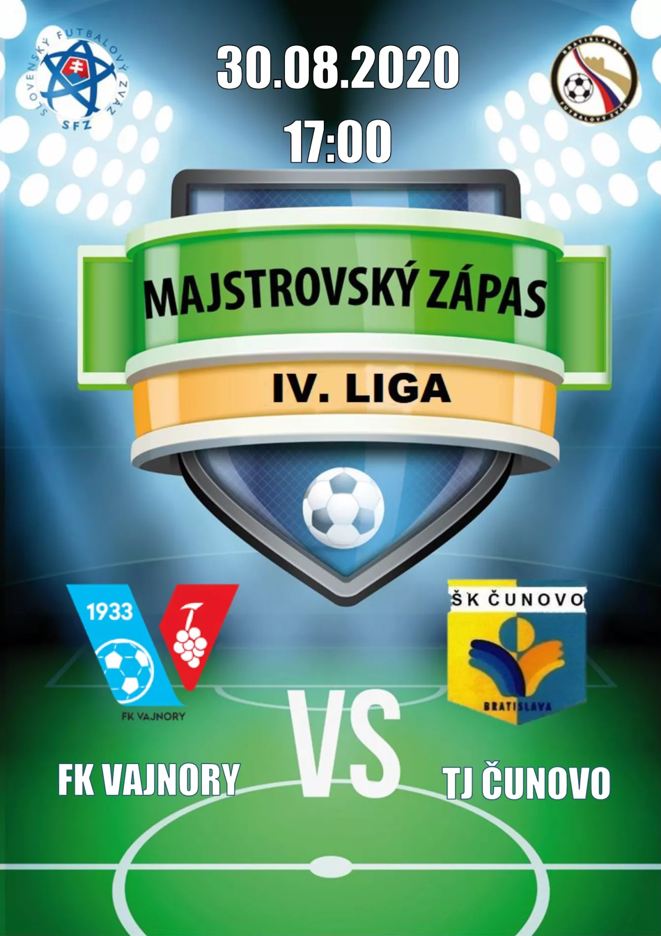  Futbalový zápas 4.ligy FK Vajnory a TJ Čunovo 30.augusta 2020
