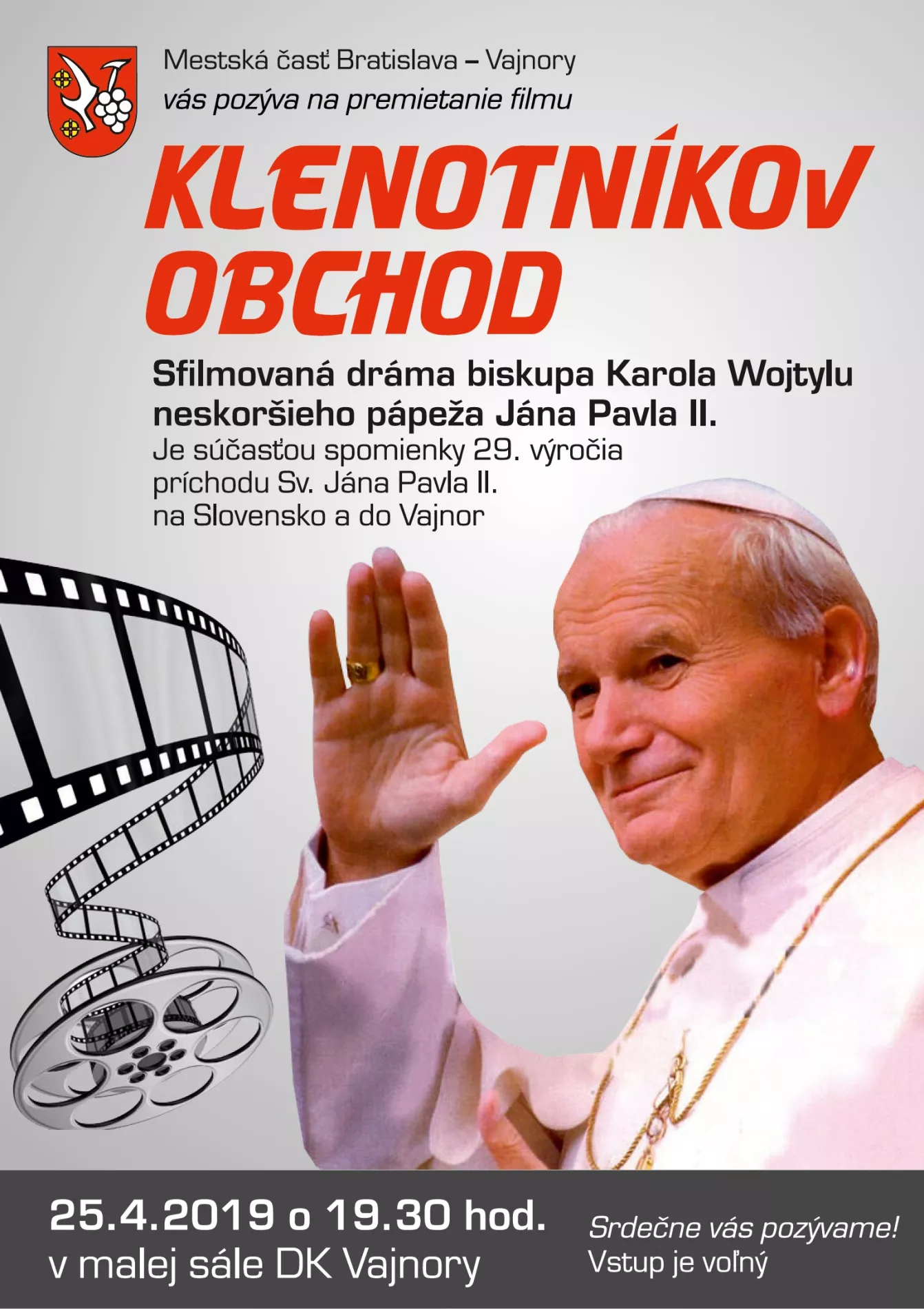 Premietanie filmu Klenotníkov obchod 25. apríla 2019