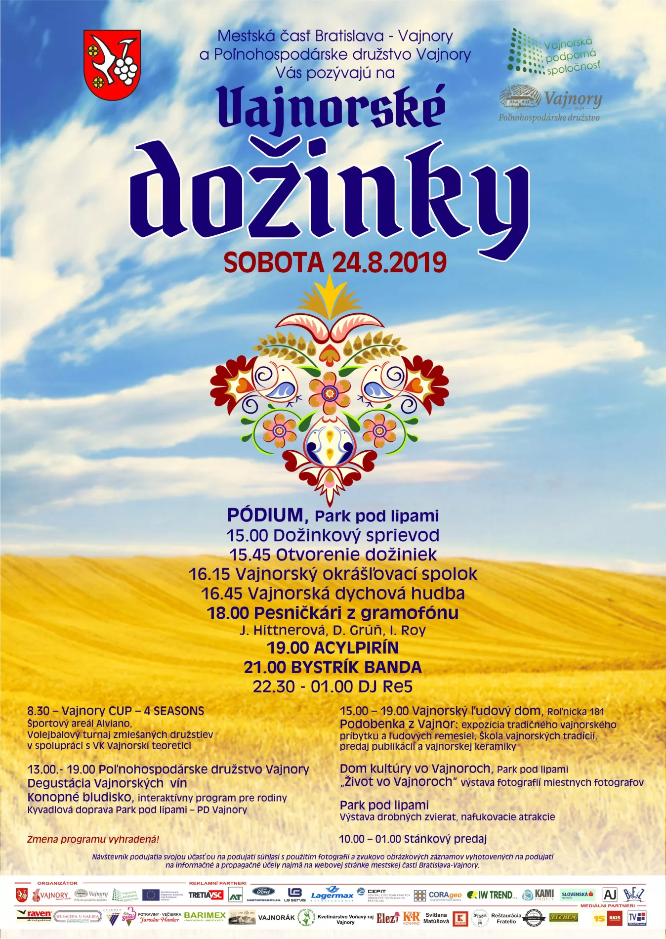 Vajnorské dožinky 24. augusta 2019