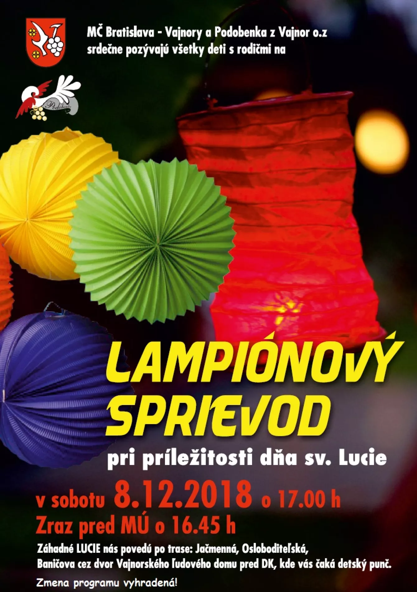 Lampiónový sprievod 8. decembra 2018