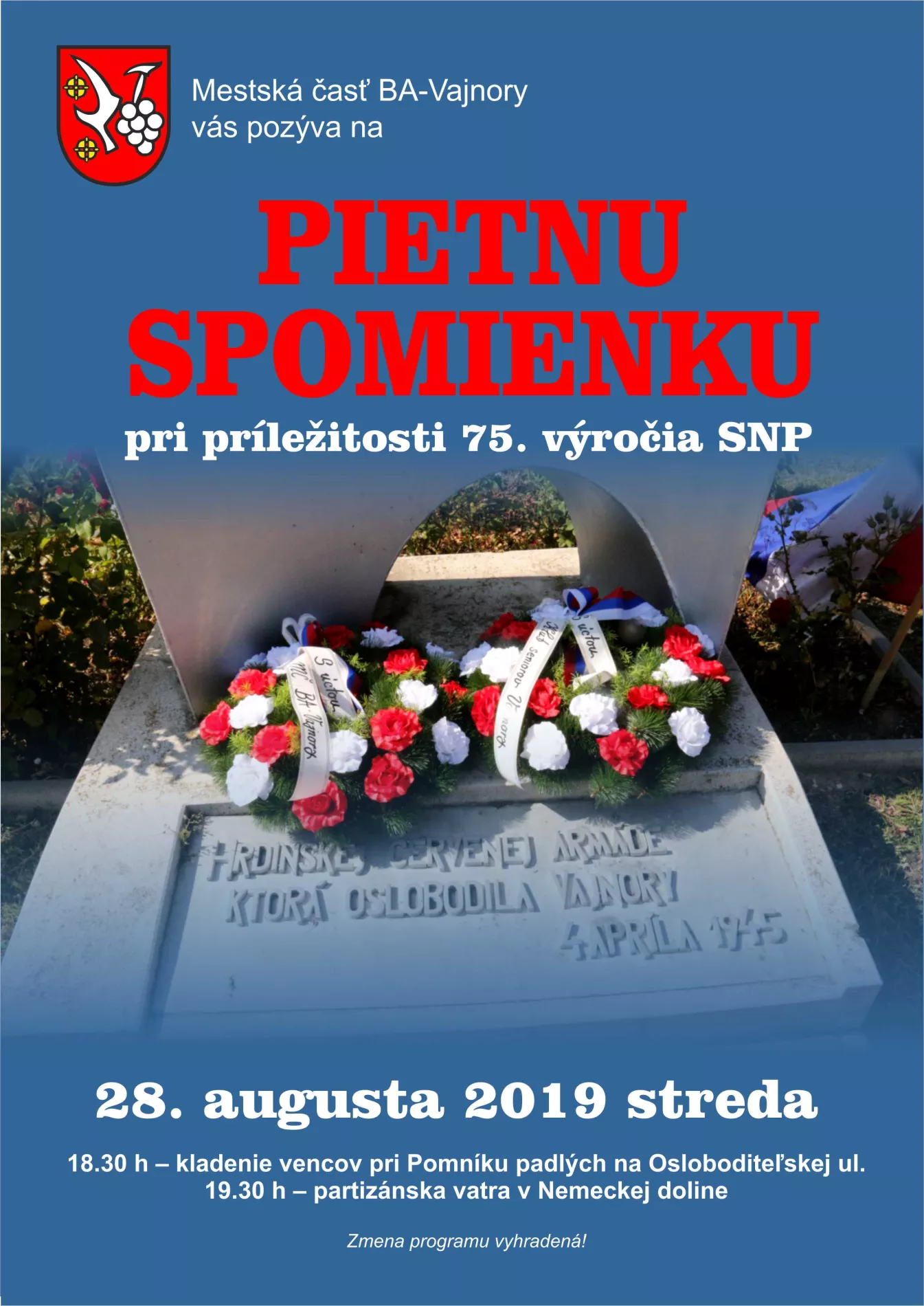 Pietna spomienka pri príležitosti 75. výročia SNP 28. augusta 2019