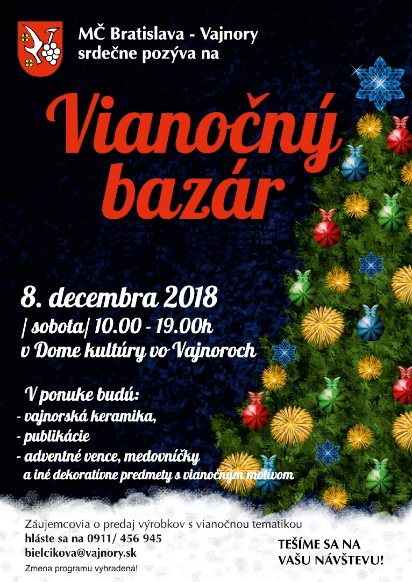 Vianočný bazár 8. decembra 2018