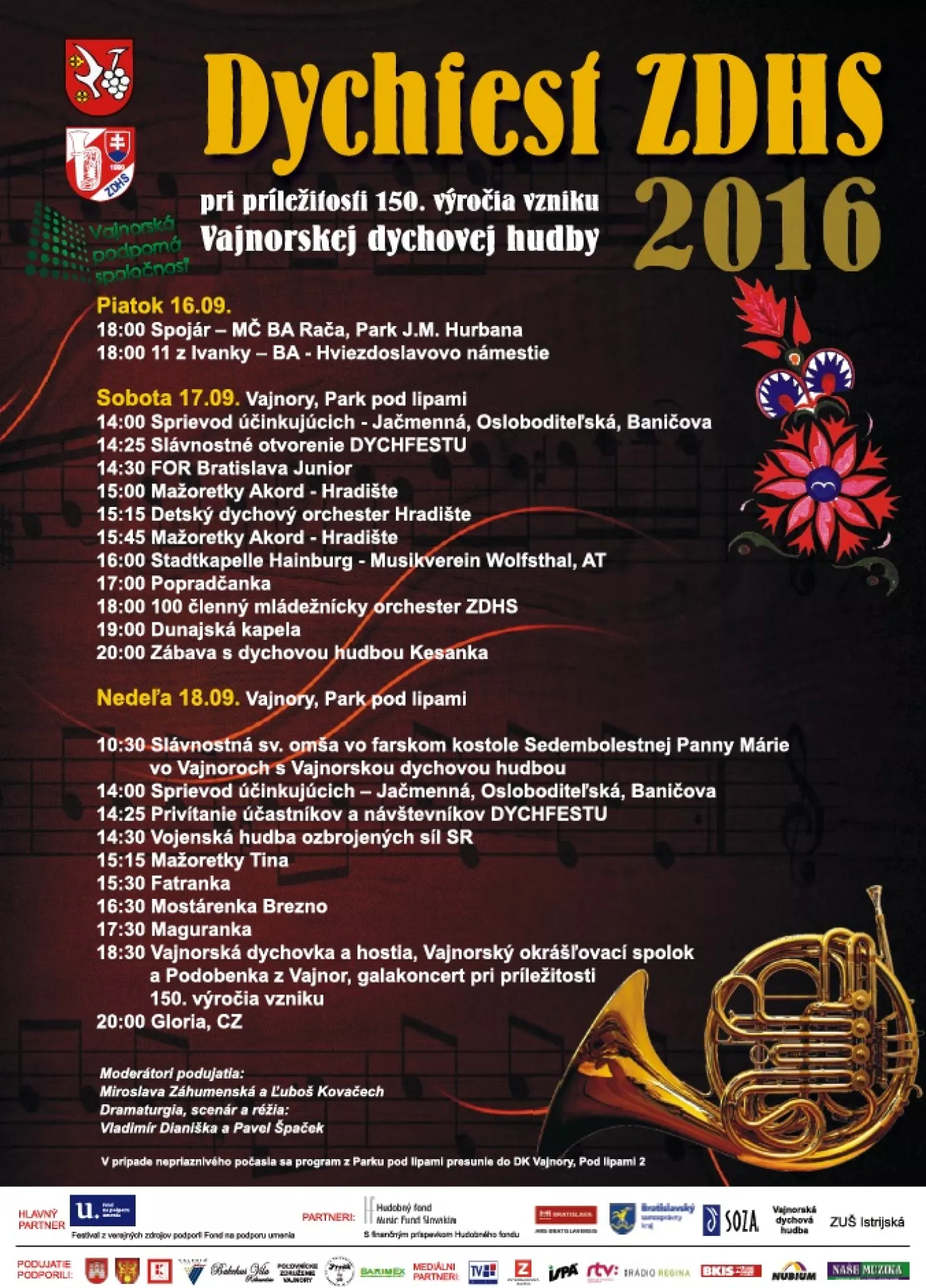 Dychfest 2016 a 150. výročie dychovej hudby vo Vajnoroch