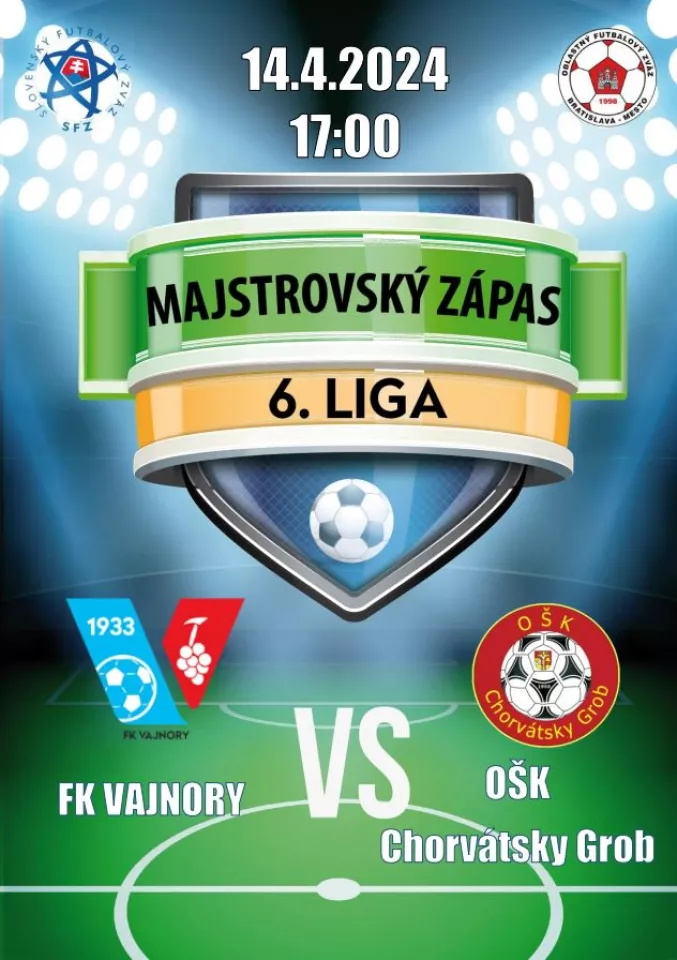 Futbalový zápas FK Vajnory vs. OŠK Chorvátsky Grob
