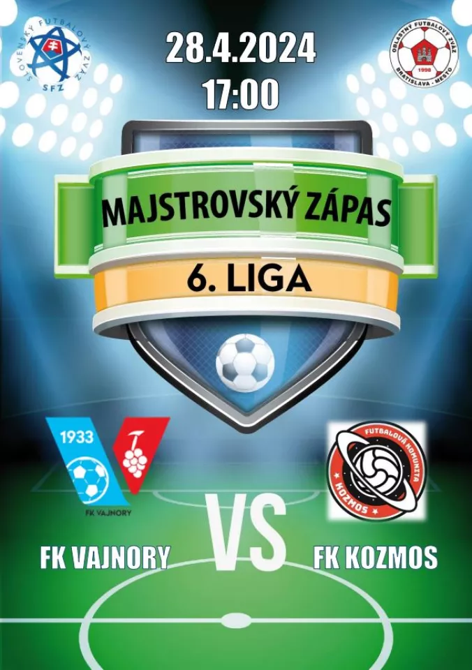 Futbalový zápas FK Vajnory vs. FK Kozmos