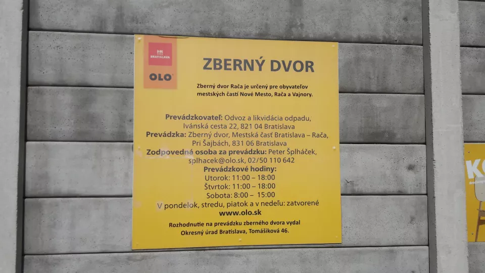 Sezónny zberný dvor v Rači sa otvorí v utorok 16. apríla 2024