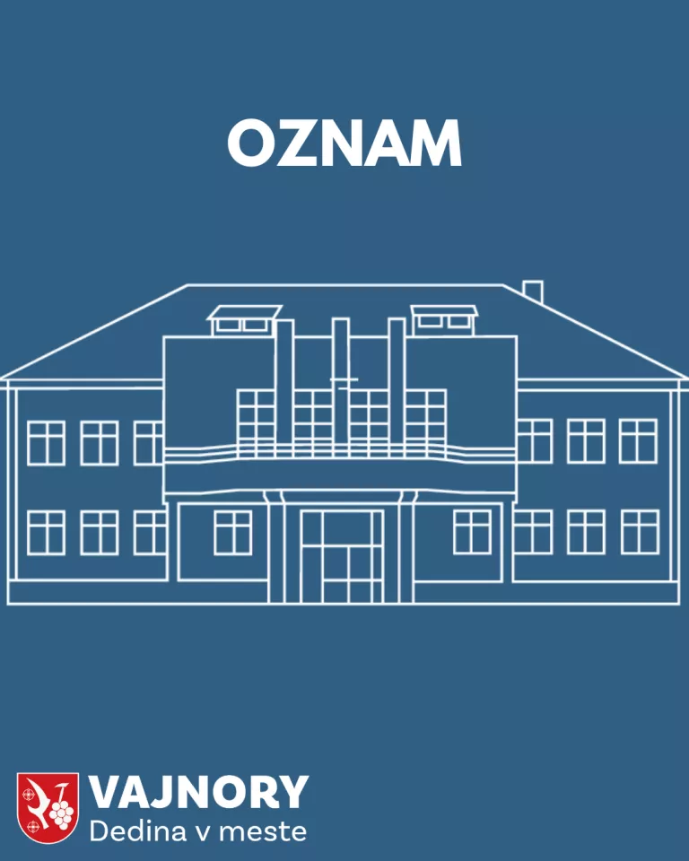 Oznam o zatvorení podateľne a pokladne