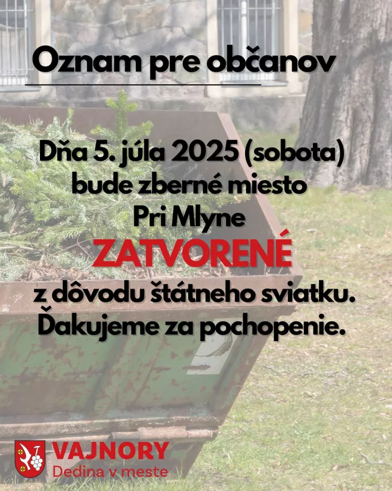 Oznam pre občanov