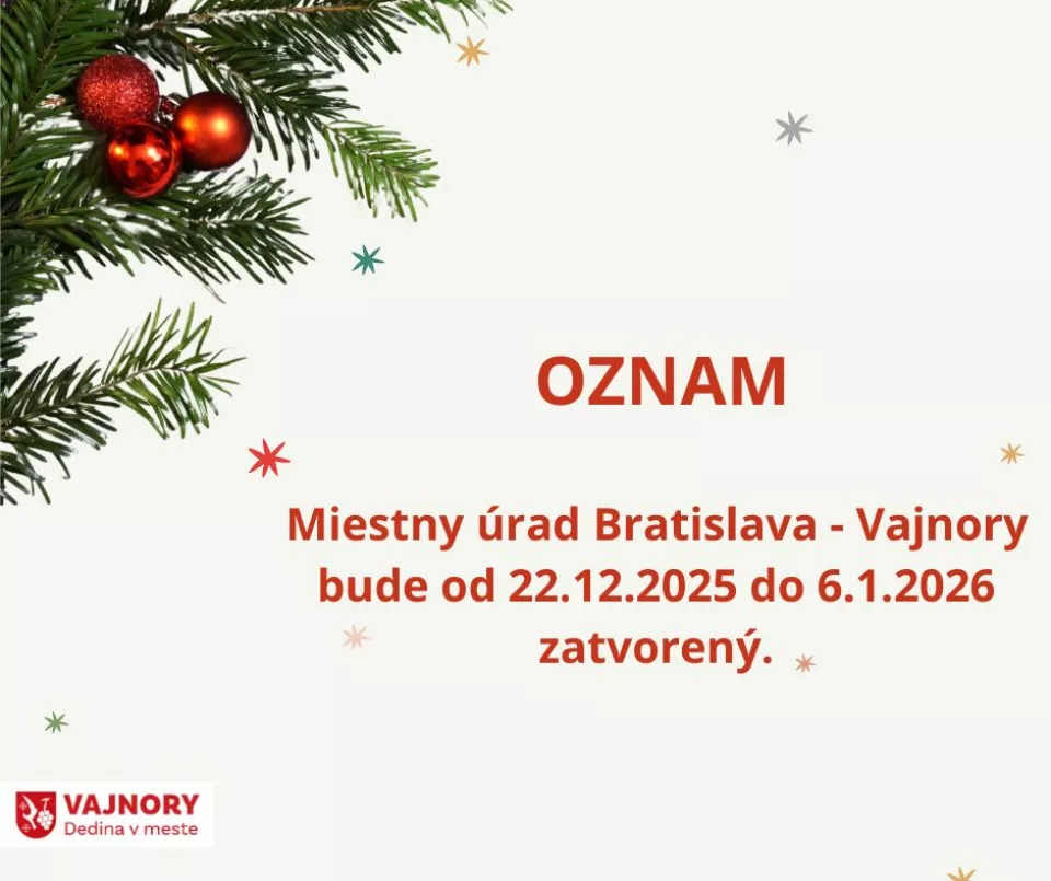 Miestny úrad počas vianočných a novoročných sviatkov zatvorený