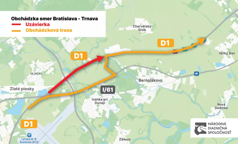 Víkendová uzávera D1 v smere na Trnavu