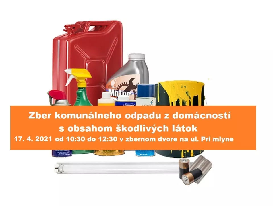 Náhradný termín zberu odpadu s obsahom škodlivých látok je 21.11.2020