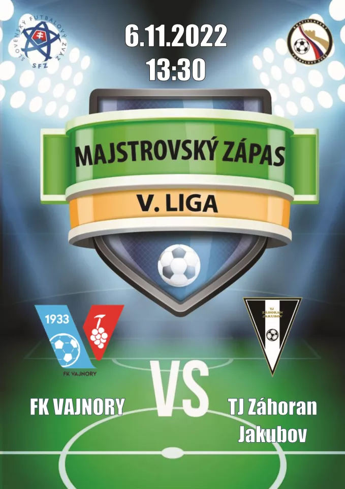 Futbalový zápas FK Vajnory vs. TJ Záhoran Jakubov