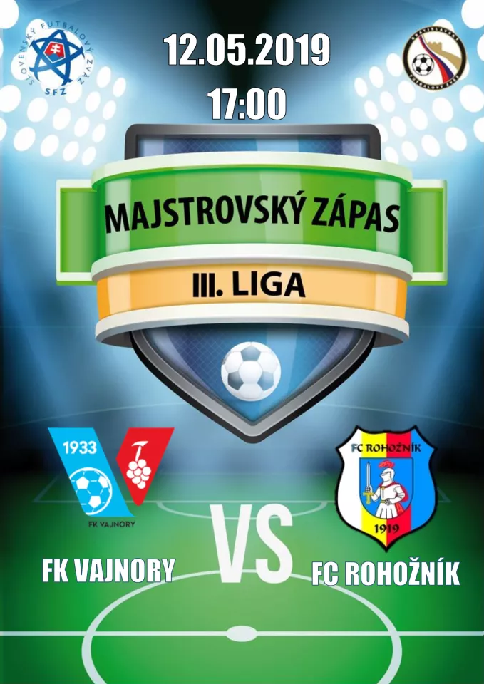 FK Vajnory - FC Rohožník 12. mája 2019