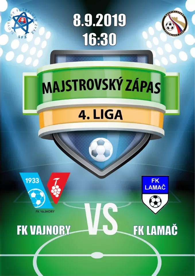 Futbalový zápas 4.ligy FK Vajnory a FK Lamač 8. septembra 2019