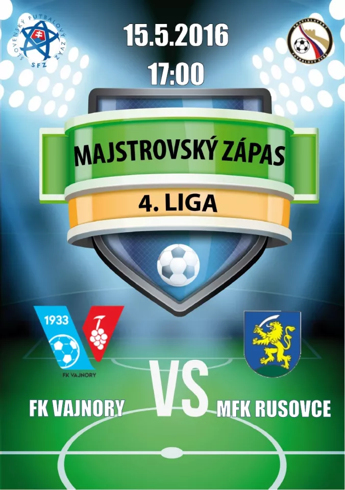 Futbalový zápas FK Vajnory - MFK Rusovce 15.5.2016
