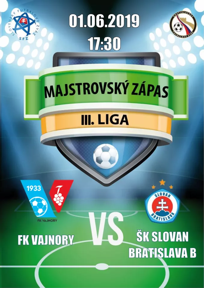 FK Vajnory a ŠK Slovan Bratislava B 1. júna 2019
