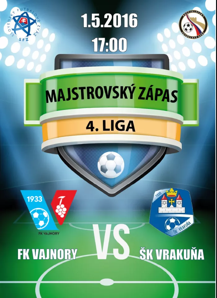 Futbalový zápas FK Vajnory - ŠK Vrakuňa 1.5.2016