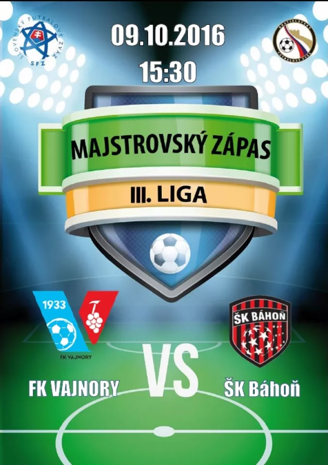 Futbalový zápas FK Vajnory - ŠK Báhoň 9.10.2016