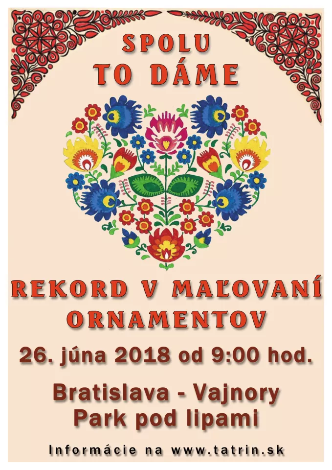 Vyhlásenie slovenského rekordu v maľovaní ornamentov 26. júna 2018