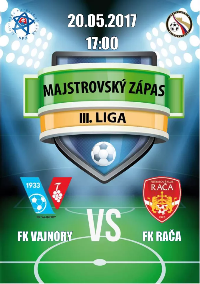 Majstrovský futbalový zápas 20.5.2017