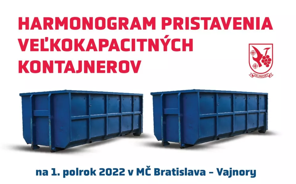 Harmonogram veľkokapacitných kontajnerov na jar 2022